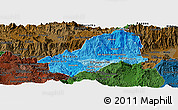 Political Shades Panoramic Map of El Progreso, darken