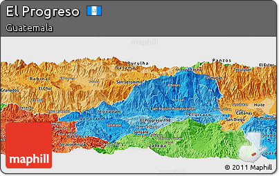 Political Shades Panoramic Map of El Progreso