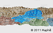 Political Shades Panoramic Map of El Progreso, semi-desaturated