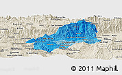 Political Shades Panoramic Map of El Progreso, shaded relief outside