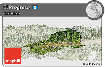 Satellite Panoramic Map of El Progreso, lighten
