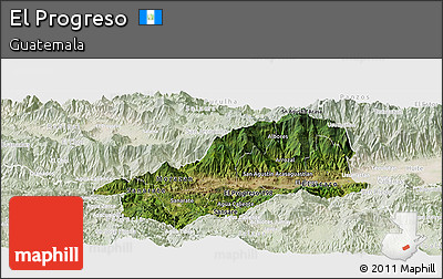 Satellite Panoramic Map of El Progreso, lighten