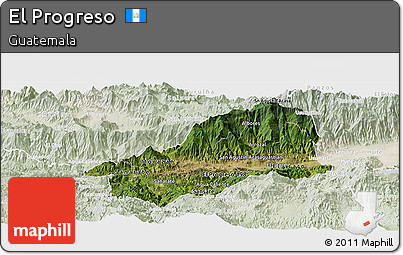 Satellite Panoramic Map of El Progreso, lighten