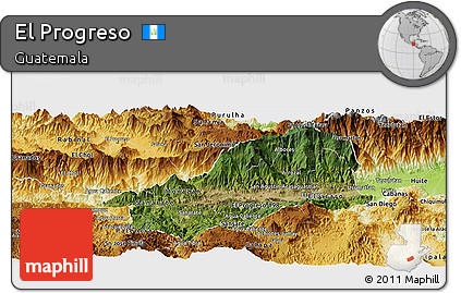 Satellite Panoramic Map of El Progreso, physical outside