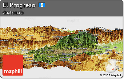 Satellite Panoramic Map of El Progreso, physical outside