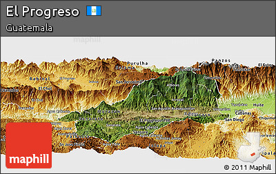Satellite Panoramic Map of El Progreso, physical outside
