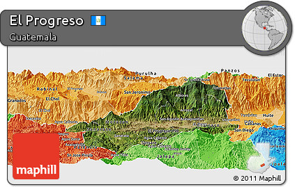 Satellite Panoramic Map of El Progreso, political shades outside