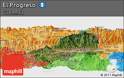 Satellite Panoramic Map of El Progreso, political shades outside