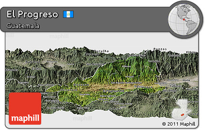 Satellite Panoramic Map of El Progreso, semi-desaturated