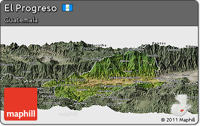Satellite Panoramic Map of El Progreso, semi-desaturated