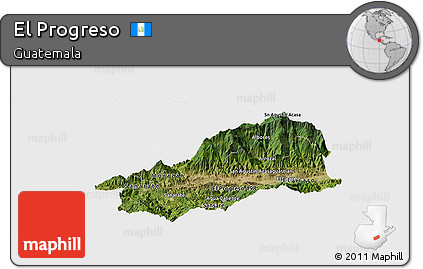 Satellite Panoramic Map of El Progreso, single color outside