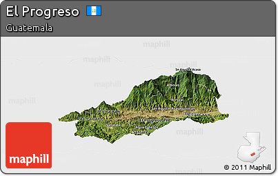 Satellite Panoramic Map of El Progreso, single color outside