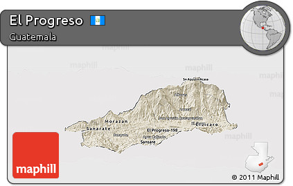 Shaded Relief Panoramic Map of El Progreso, cropped outside