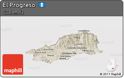 Shaded Relief Panoramic Map of El Progreso, cropped outside