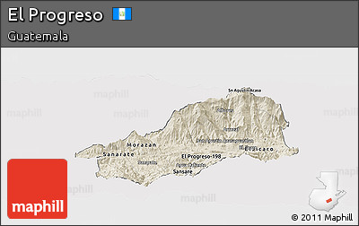 Shaded Relief Panoramic Map of El Progreso, cropped outside