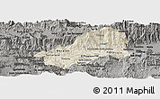 Shaded Relief Panoramic Map of El Progreso, darken, semi-desaturated