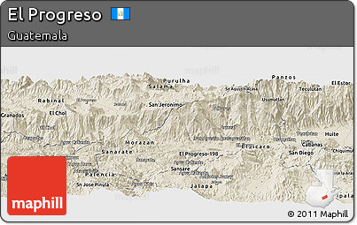 Shaded Relief Panoramic Map of El Progreso