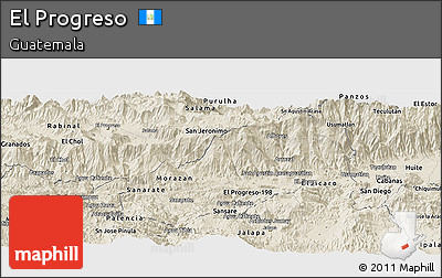 Shaded Relief Panoramic Map of El Progreso
