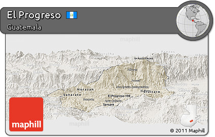 Shaded Relief Panoramic Map of El Progreso, lighten