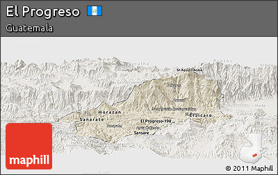 Shaded Relief Panoramic Map of El Progreso, lighten