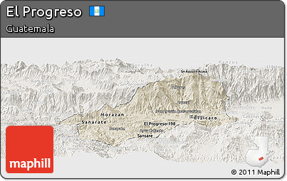 Shaded Relief Panoramic Map of El Progreso, lighten