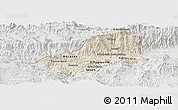 Shaded Relief Panoramic Map of El Progreso, lighten, semi-desaturated