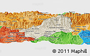 Shaded Relief Panoramic Map of El Progreso, political shades outside