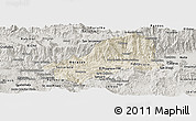 Shaded Relief Panoramic Map of El Progreso, semi-desaturated