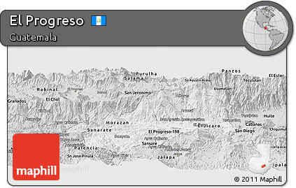 Silver Style Panoramic Map of El Progreso