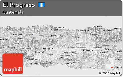 Silver Style Panoramic Map of El Progreso