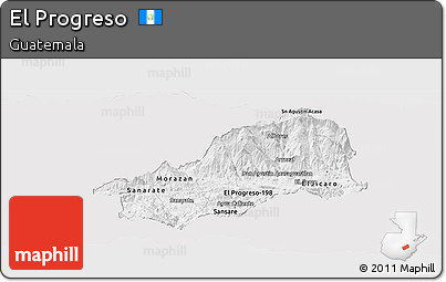Silver Style Panoramic Map of El Progreso, single color outside