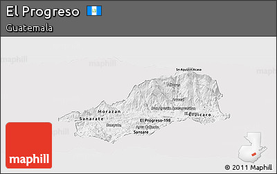 Silver Style Panoramic Map of El Progreso, single color outside