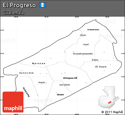 Blank Simple Map of El Progreso, cropped outside