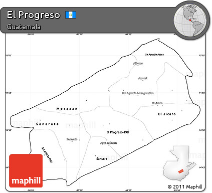 Blank Simple Map of El Progreso, cropped outside