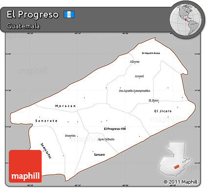 Gray Simple Map of El Progreso, cropped outside