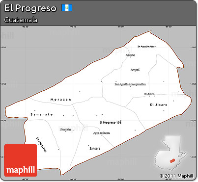 Gray Simple Map of El Progreso, cropped outside