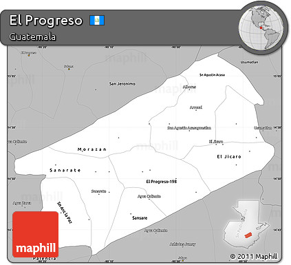 Gray Simple Map of El Progreso