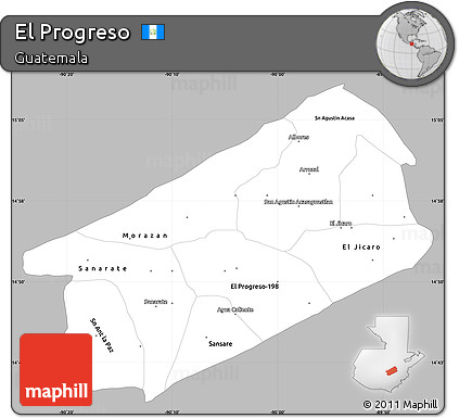 Gray Simple Map of El Progreso, single color outside