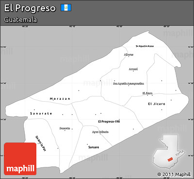 Gray Simple Map of El Progreso, single color outside