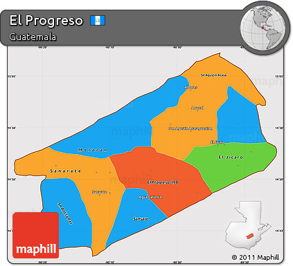 Political Simple Map of El Progreso, cropped outside