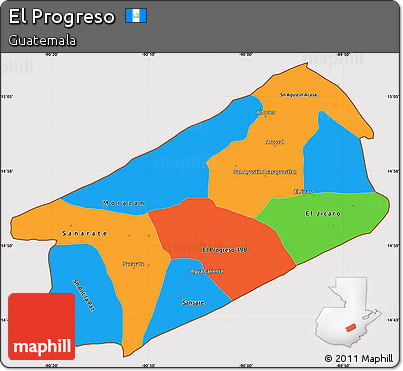 Political Simple Map of El Progreso, cropped outside