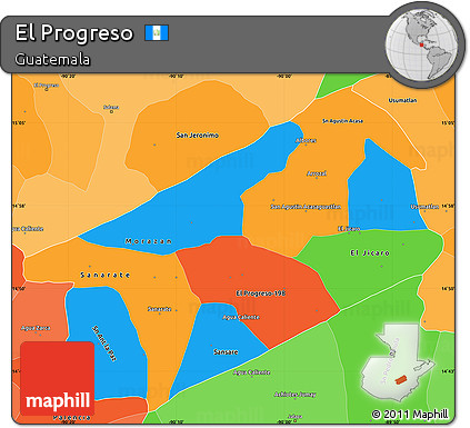 Political Simple Map of El Progreso, political shades outside