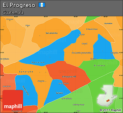 Political Simple Map of El Progreso, political shades outside