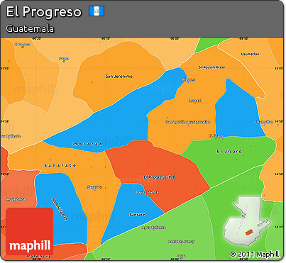 Political Simple Map of El Progreso, political shades outside