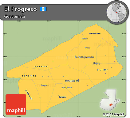 Savanna Style Simple Map of El Progreso, single color outside