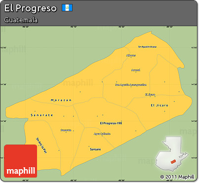 Savanna Style Simple Map of El Progreso, single color outside