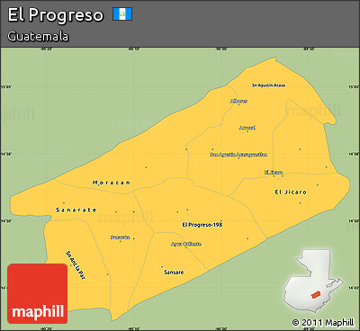 Savanna Style Simple Map of El Progreso, single color outside
