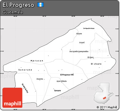 Silver Style Simple Map of El Progreso, cropped outside