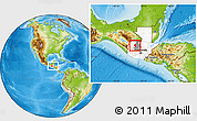 Physical Location Map of Nebaj, highlighted country, highlighted parent region, within the entire country