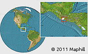 Satellite Location Map of Iztapa, highlighted parent region
